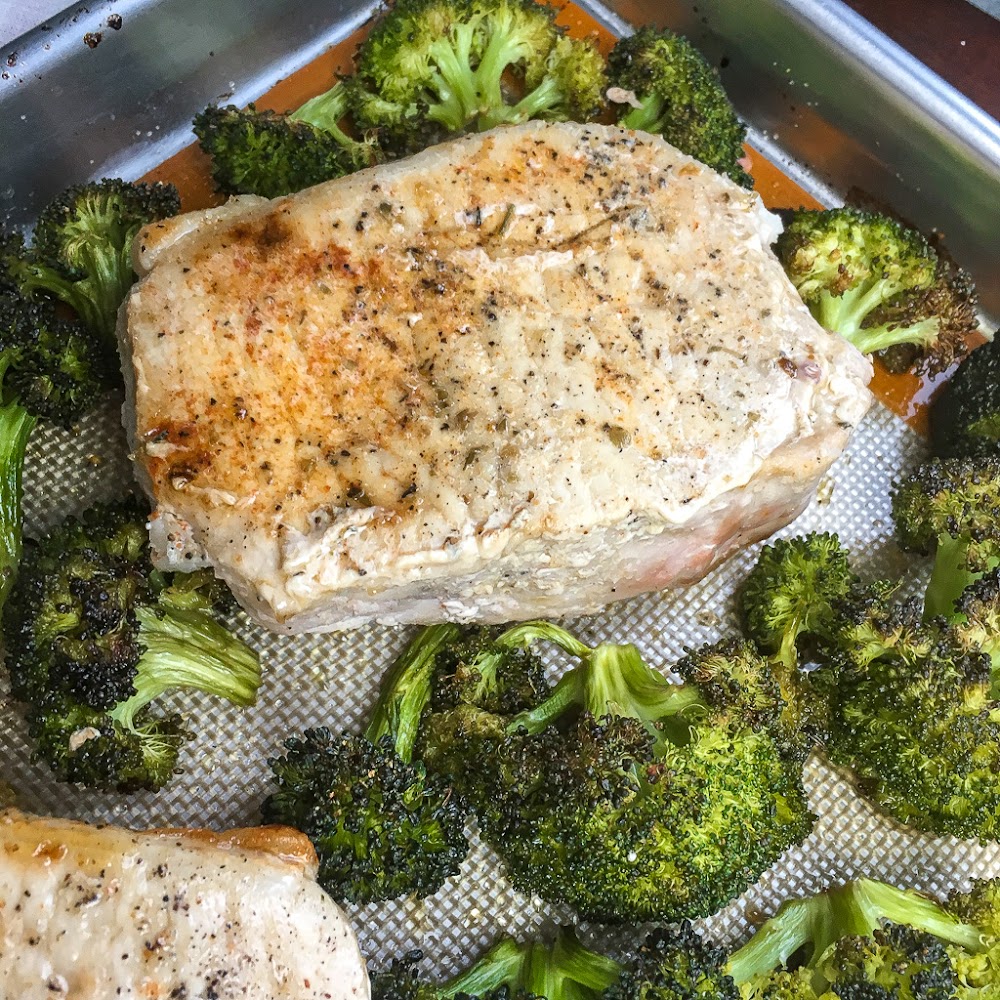 Thick-Cut Boneless Pork Chops with Garlic Broccoli - Nourish & Savor – Healthy Recipes That Taste Am