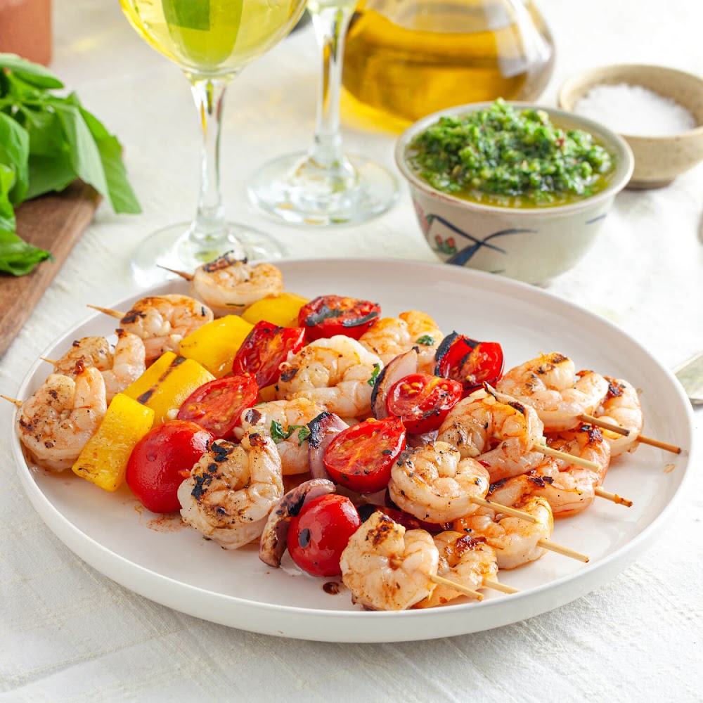 Delicious Grilled Spiced Shrimp Kabobs with Zhoug Sauce - Nourish & Savor – Healthy Recipes That Tas